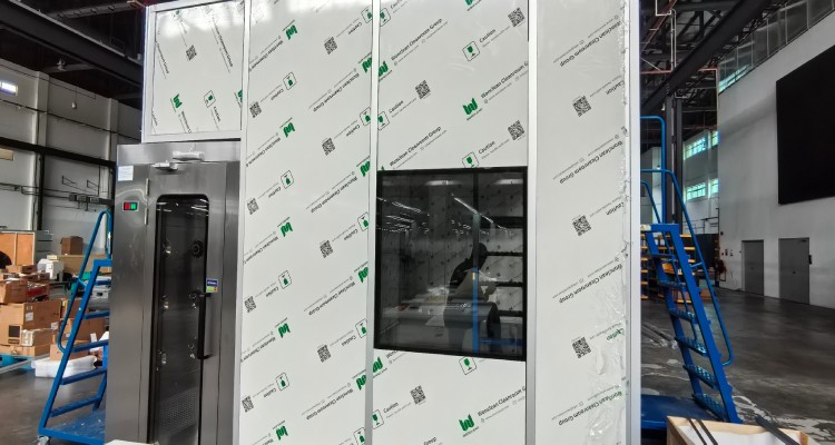 Genetek Malaysia cleanroom air shower and flush vision window integrated into modular wall panels