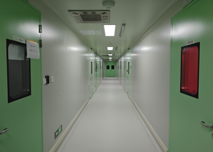 Chinese Academy of Sciences Shanghai laboratory animal facility clean corridor with cleanroom wall panels doors and vision windows